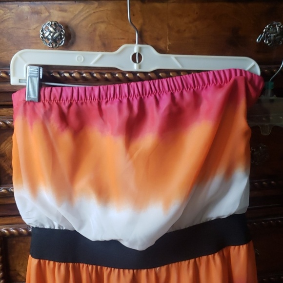 Express Orange Pink Tie Dye strapless Handkerchief - Picture 3 of 6